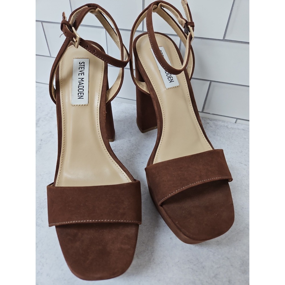 Steve Madden Suede Ankle Straps Platform Heels Size 7